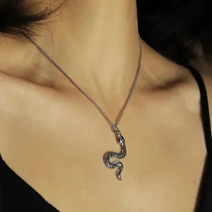 N1223 Silver Snake Necklace with FREE Earrings