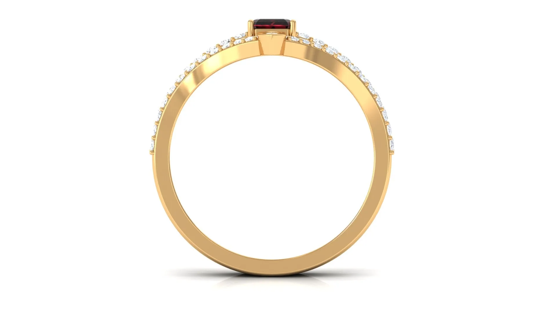 Natural Garnet and Diamond Ring Set in Prong Setting