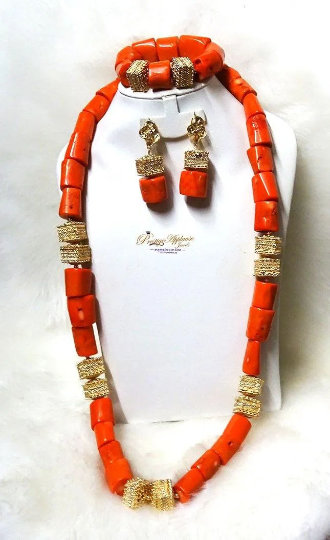 Nigeria Male Coral beads for men Necklace Jewellery Set