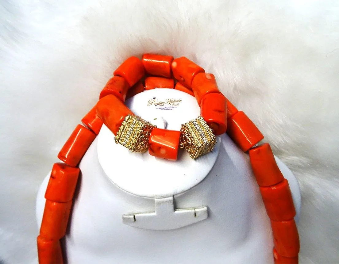 Nigeria Male Coral beads for men Necklace Jewellery Set