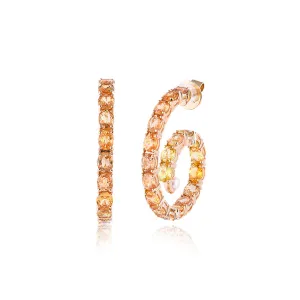 Orange Sapphire Hoop Earrings