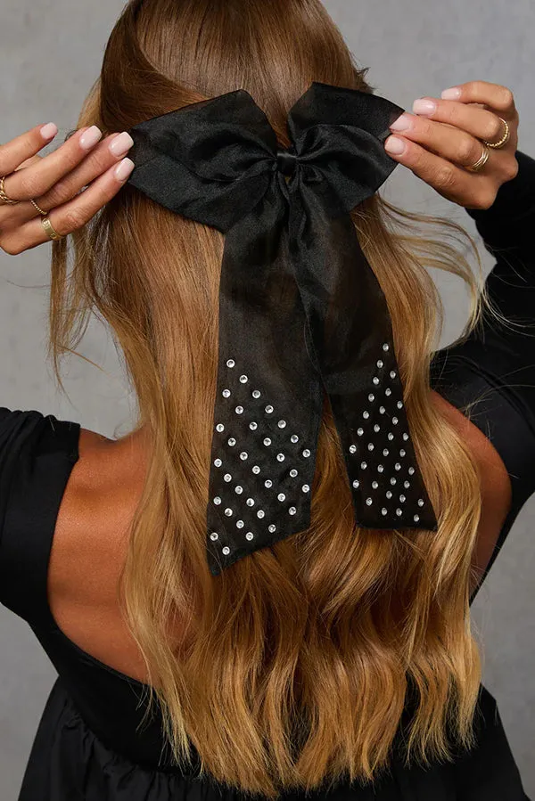 Organza Bow Rhinestone Spring Hairpin