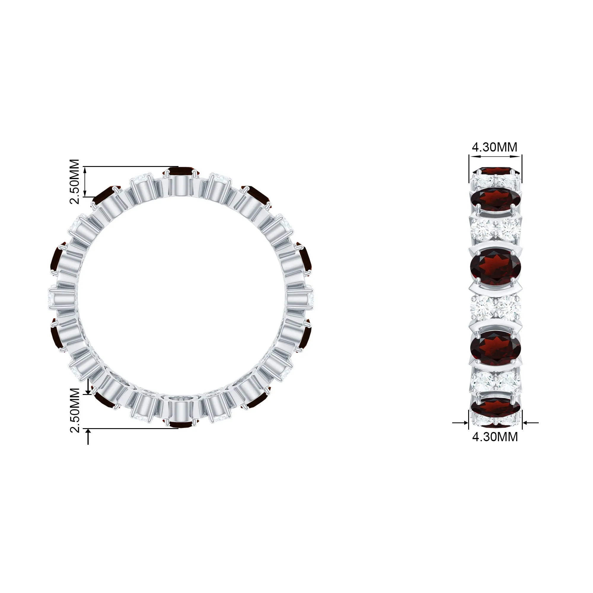 Oval Garnet Eternity Ring with Diamond