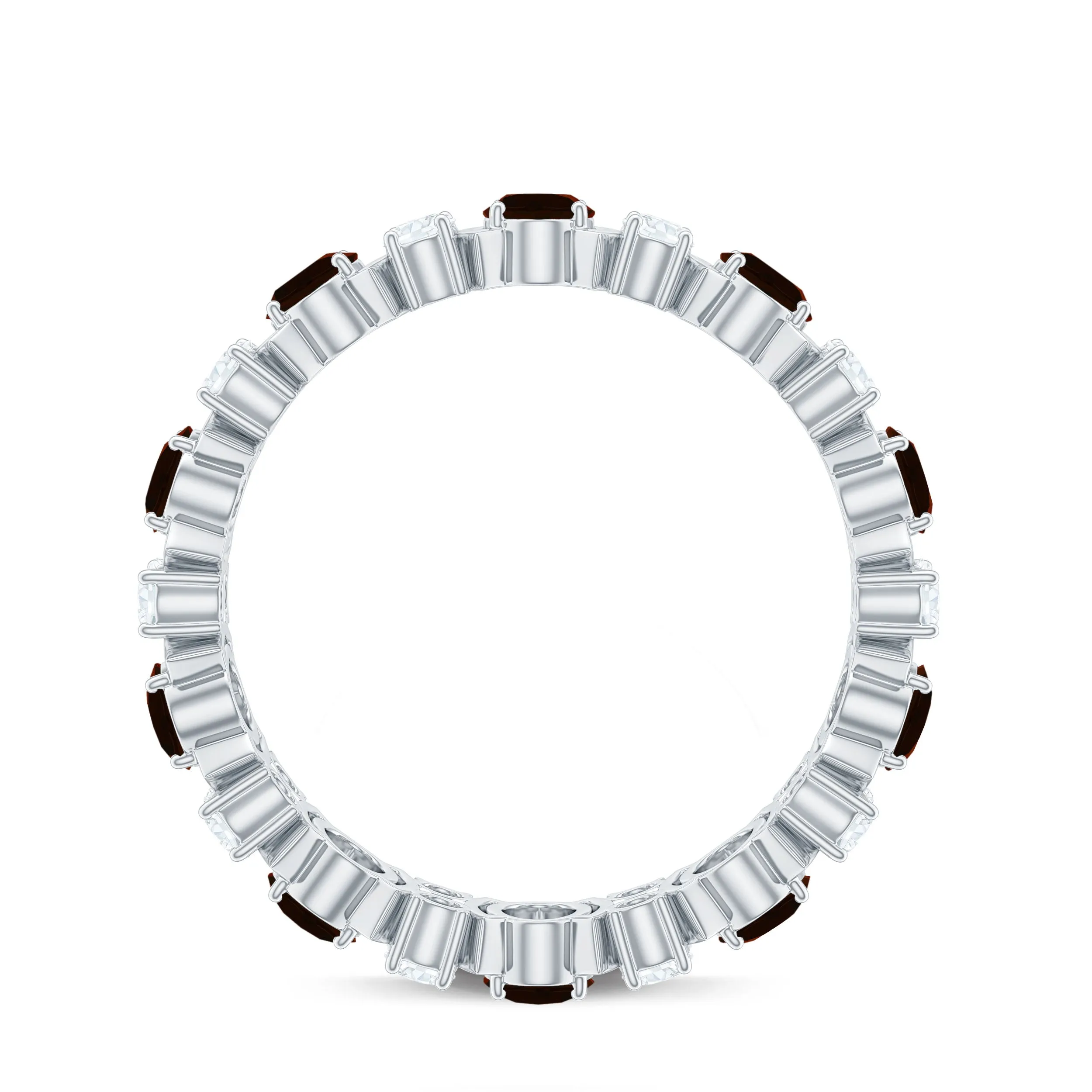 Oval Garnet Eternity Ring with Diamond