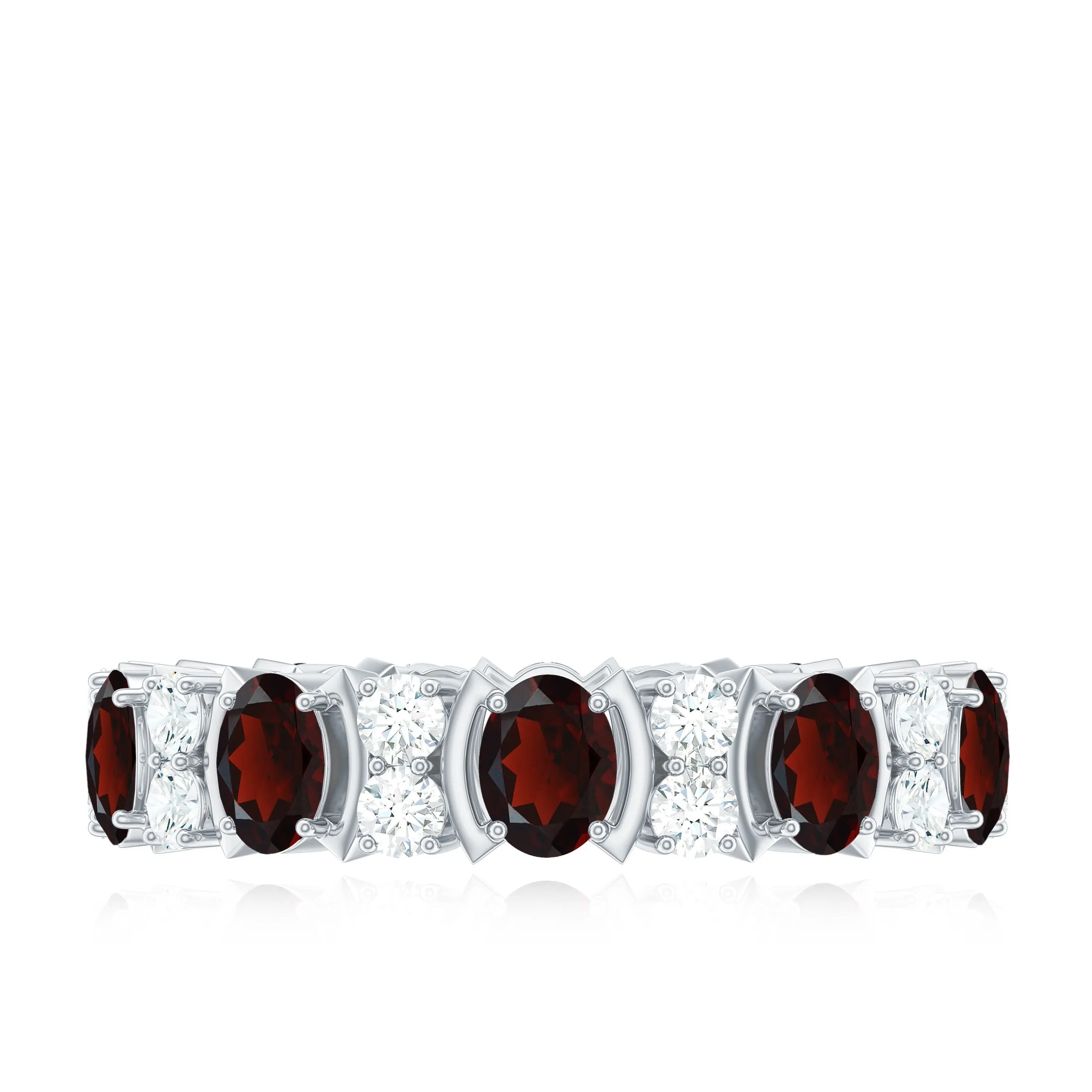 Oval Garnet Eternity Ring with Diamond
