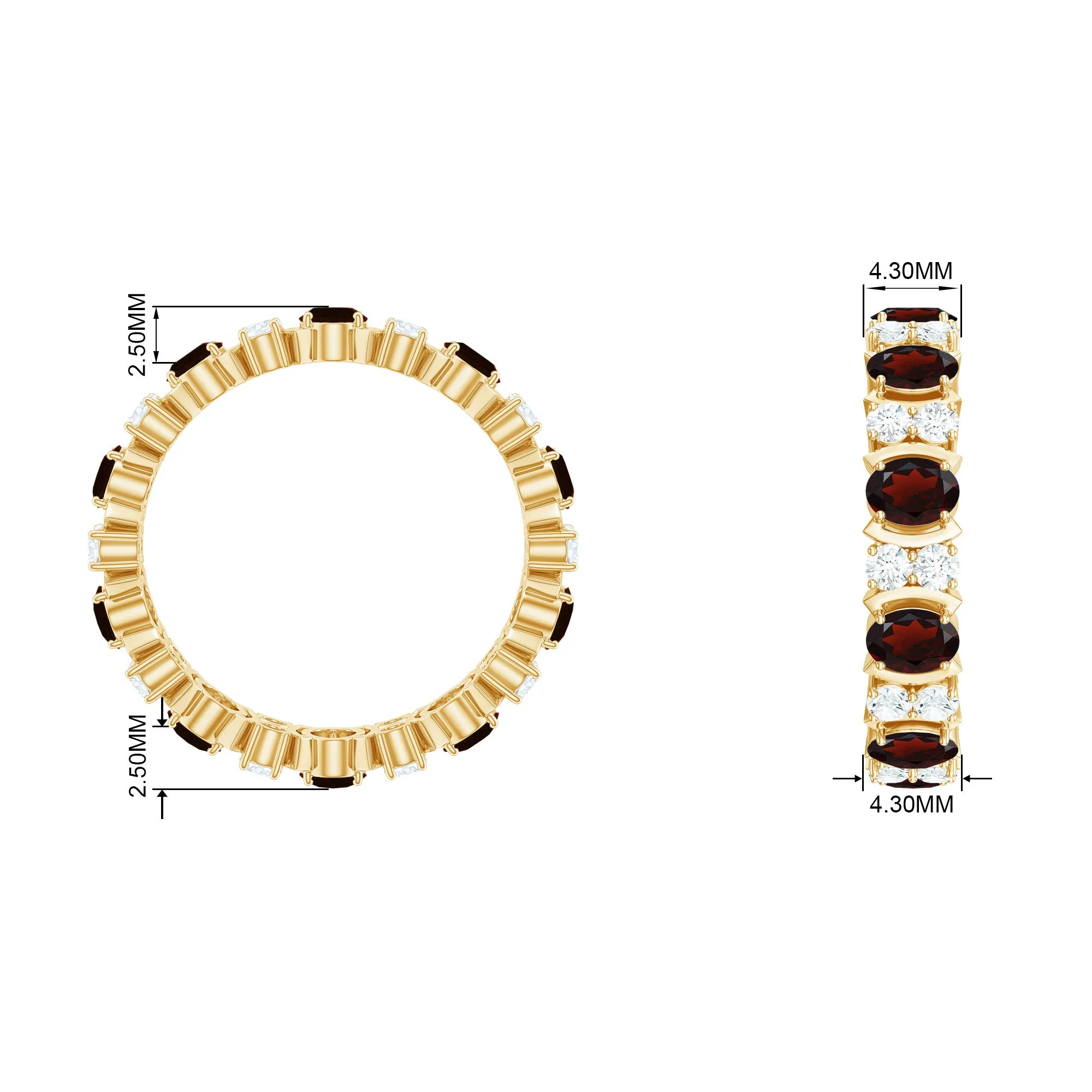Oval Garnet Eternity Ring with Diamond