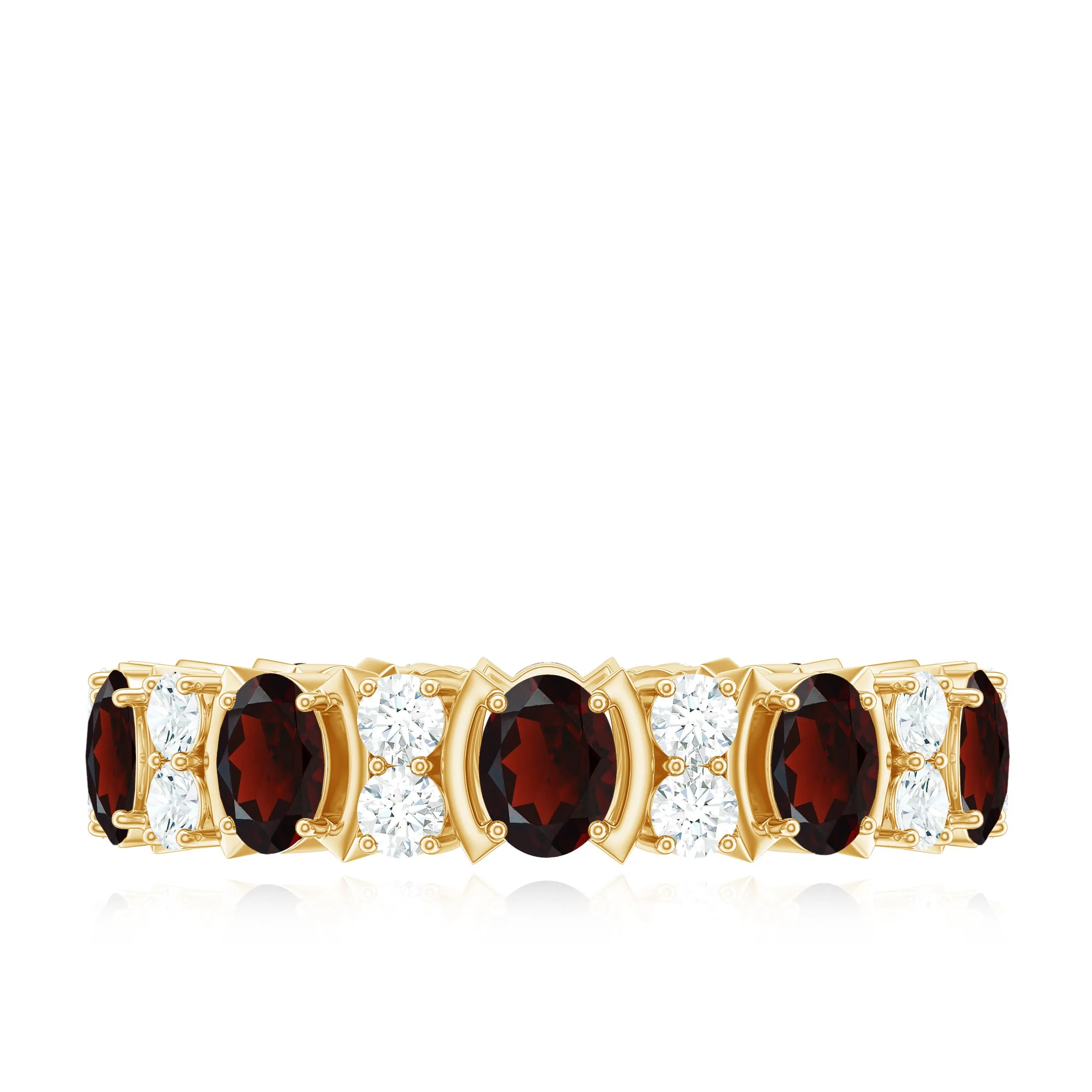 Oval Garnet Eternity Ring with Diamond