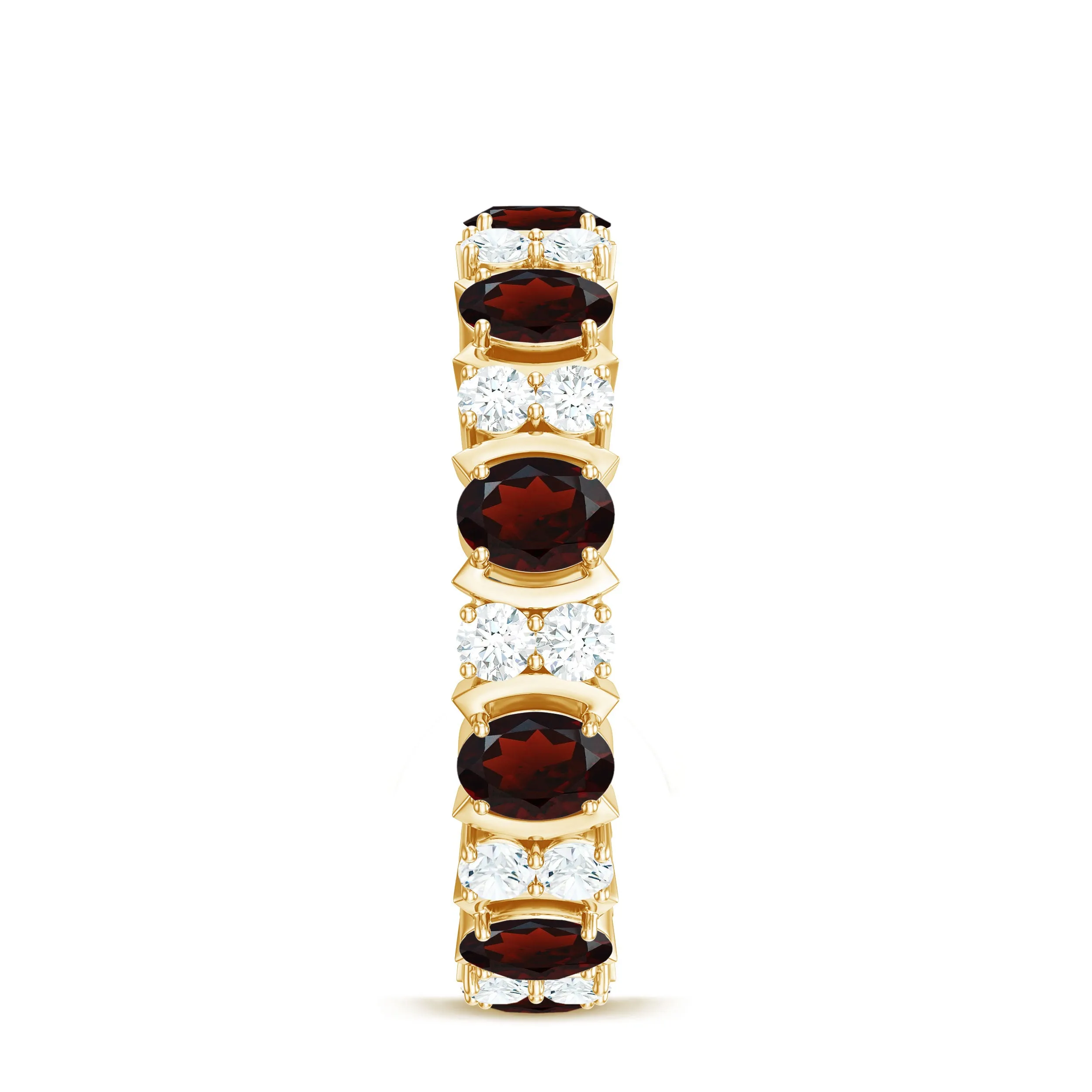 Oval Garnet Eternity Ring with Diamond