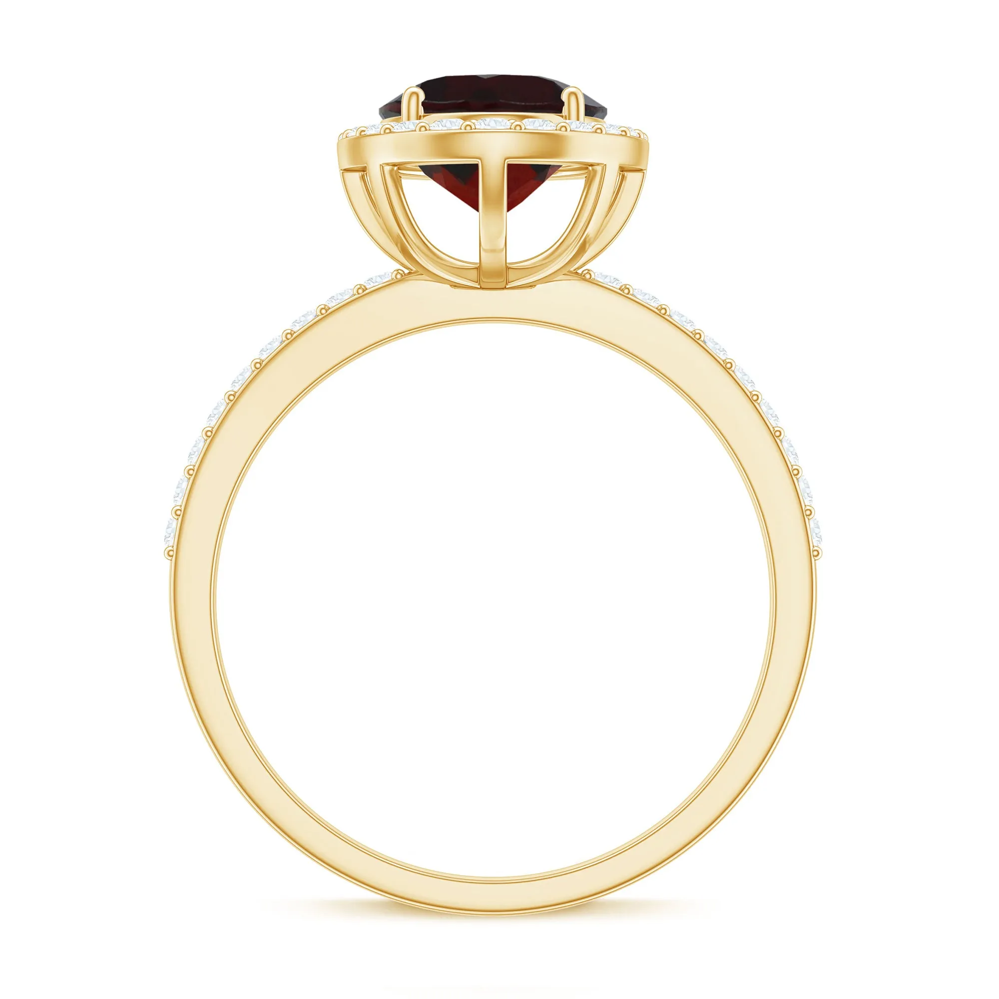 Oval Shape Garnet and Diamond Halo Engagement Ring