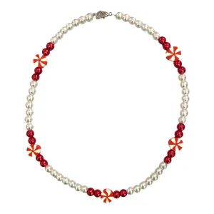 Pearls w/Peppermint Beaded Necklace