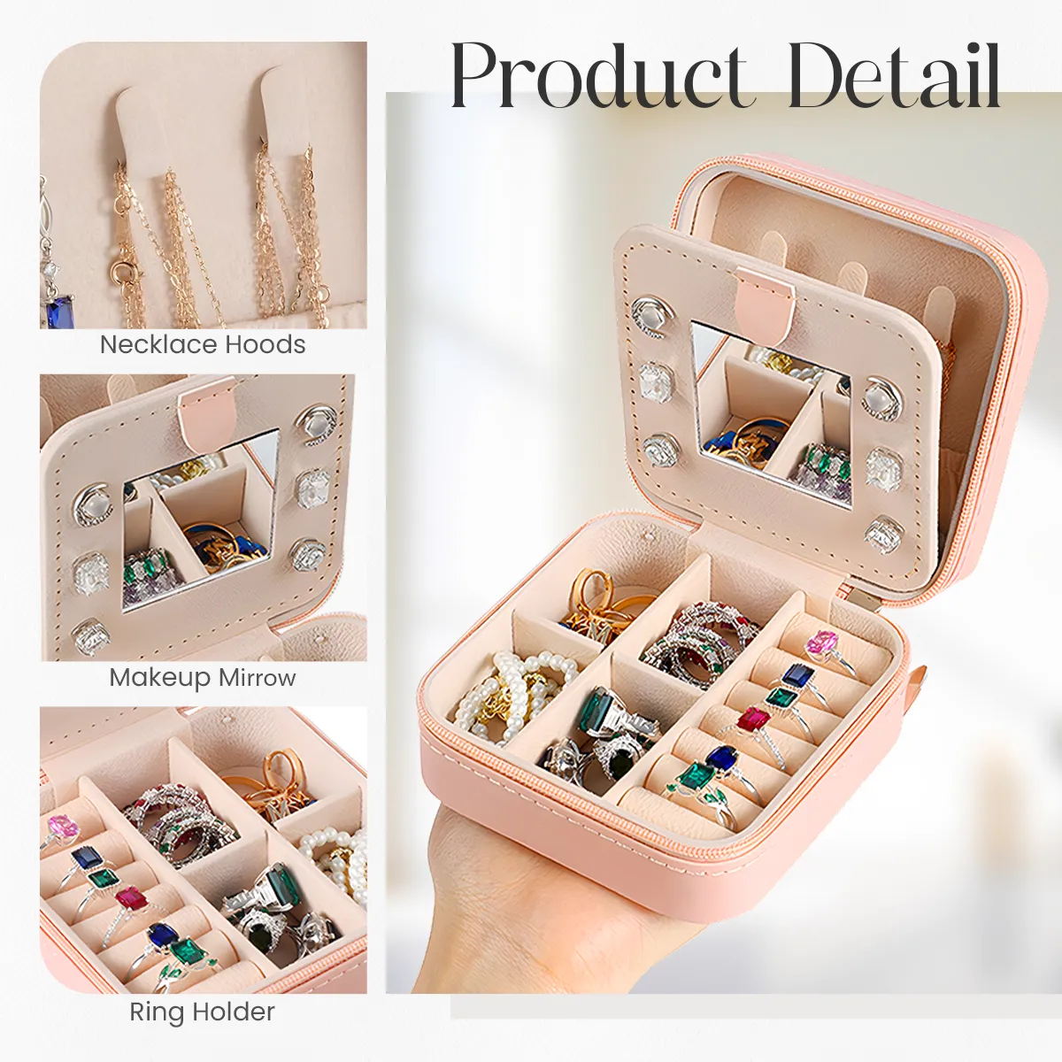 Personalized Jewelry Box, Pink Small Travel Jewelry Box with Initial X, Monogrammed Jewelry Case Organizer for Girls Women Teen, Mini Travel Essentials Gifts for Christmas Birthday