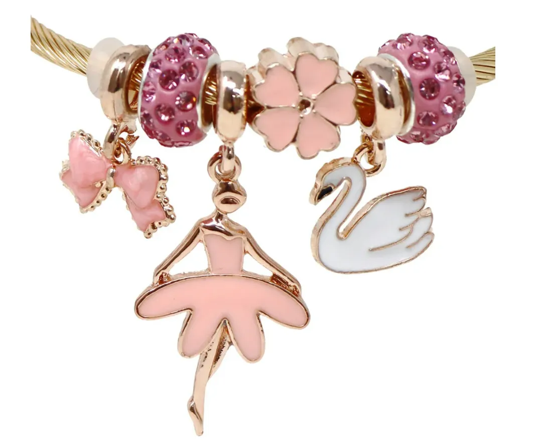 Pink Poppy Charm Bracelet Ballerina