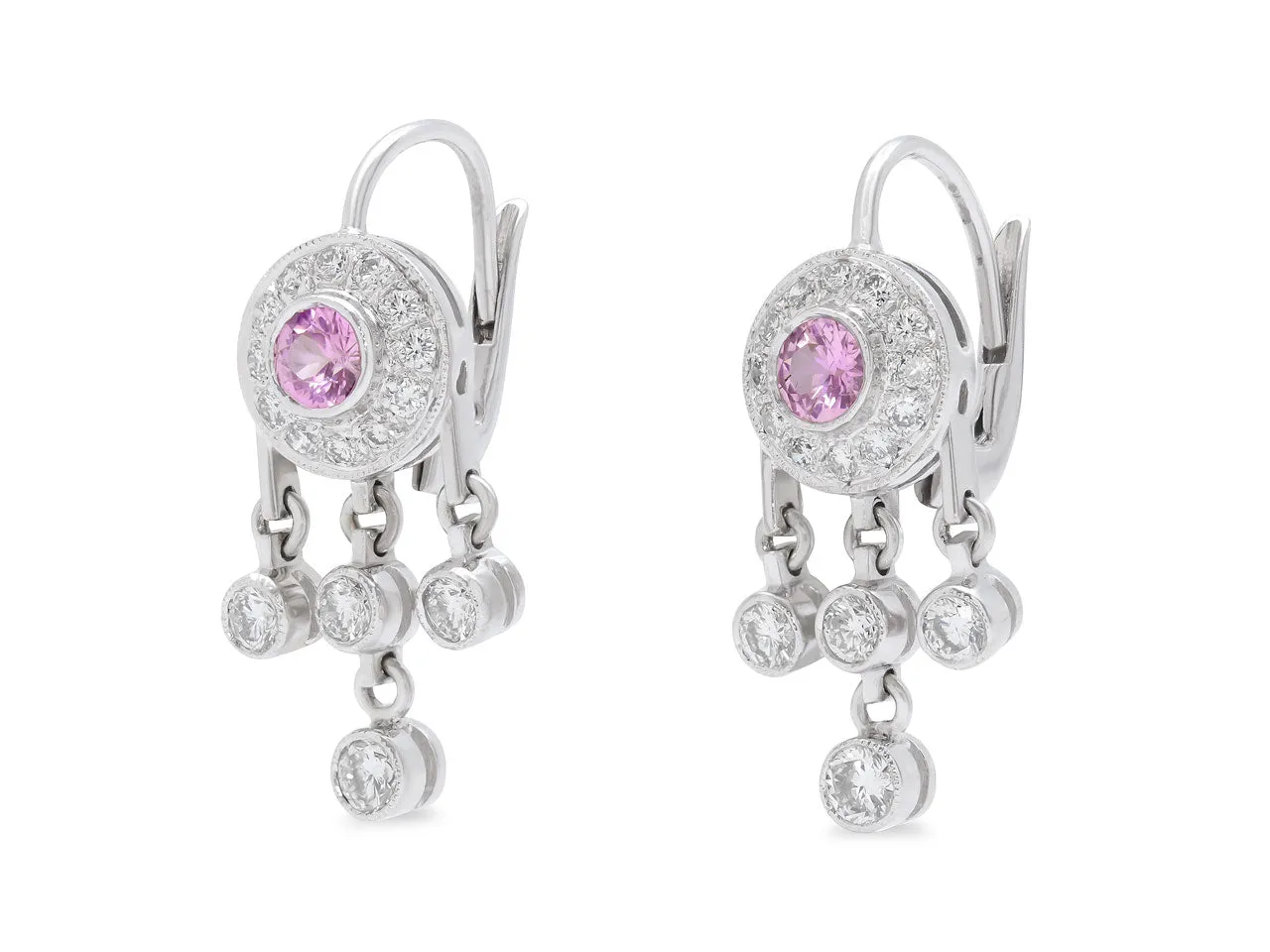 Pink Sapphire and Diamond Earrings in 18K