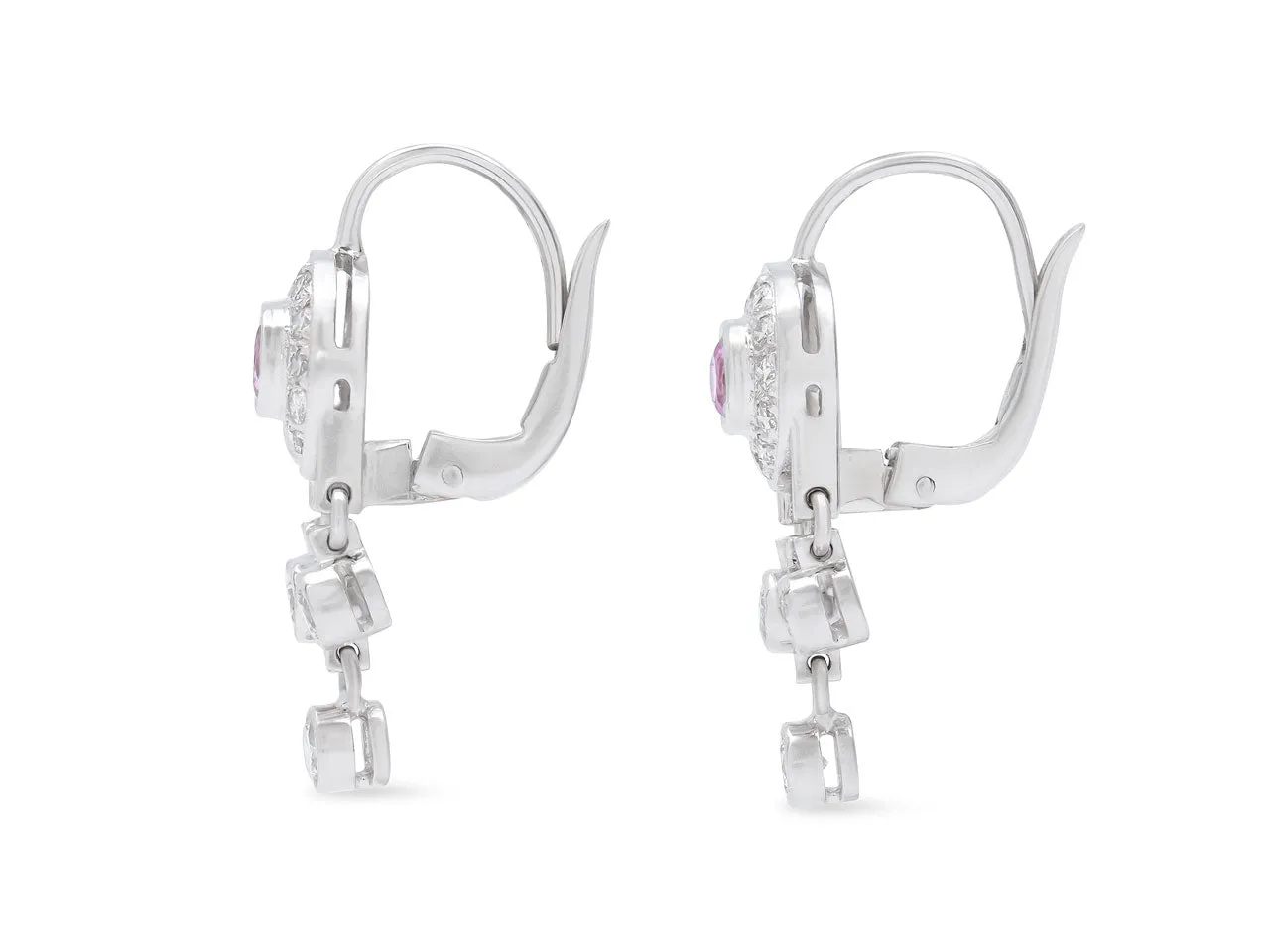 Pink Sapphire and Diamond Earrings in 18K
