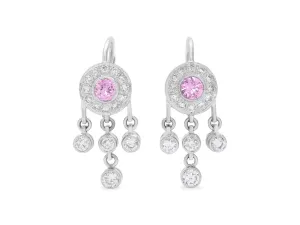 Pink Sapphire and Diamond Earrings in 18K