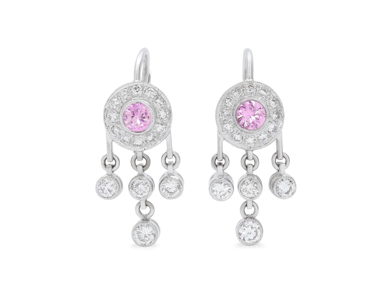 Pink Sapphire and Diamond Earrings in 18K