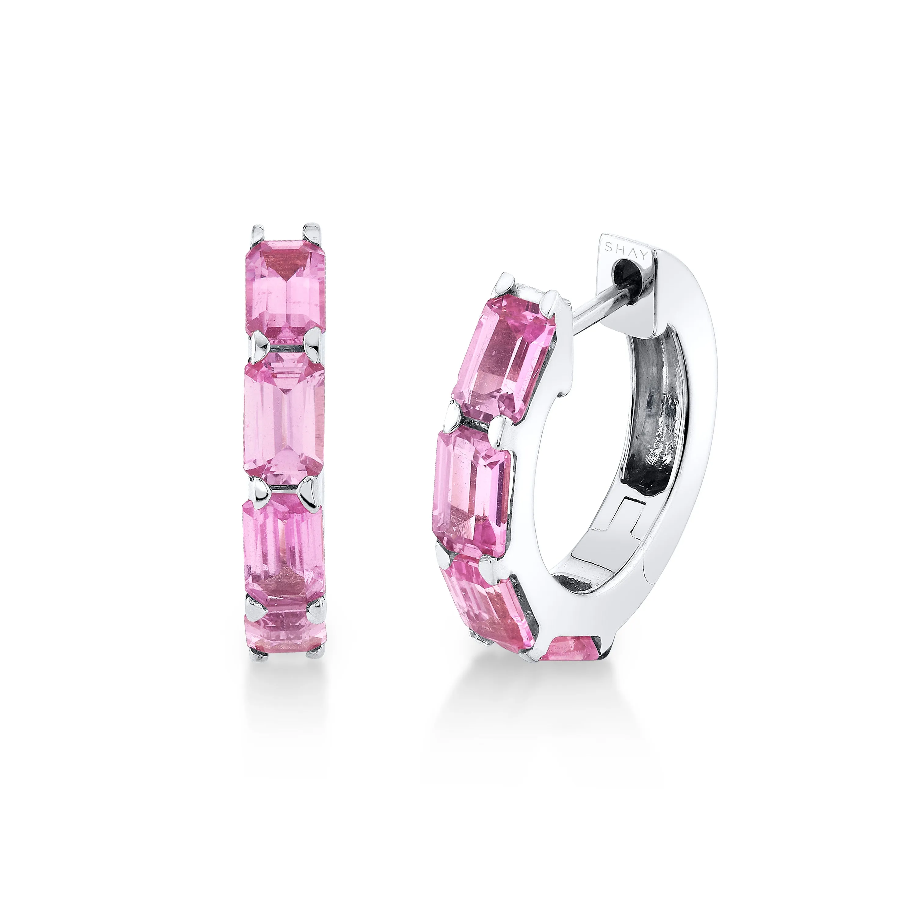 PINK SAPPHIRE BEZEL HUGGIES