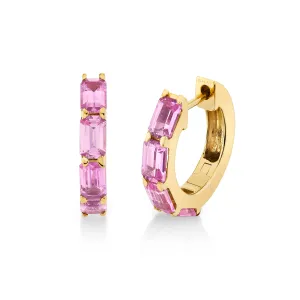 PINK SAPPHIRE BEZEL HUGGIES