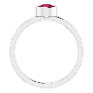 Platinum 5 mm Natural Ruby Ring