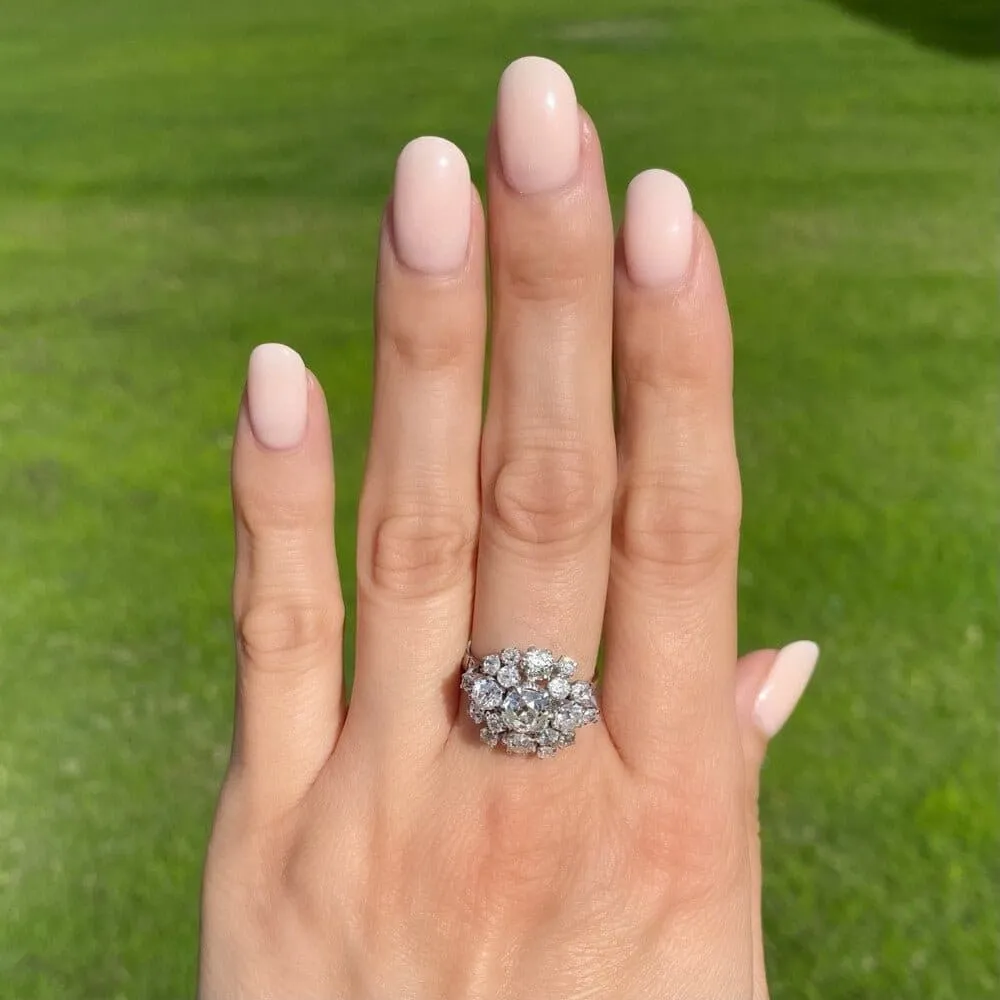 Platinum Art Deco Ring with Old Cushion Diamond at Regard Jewelry in Austin, Texas