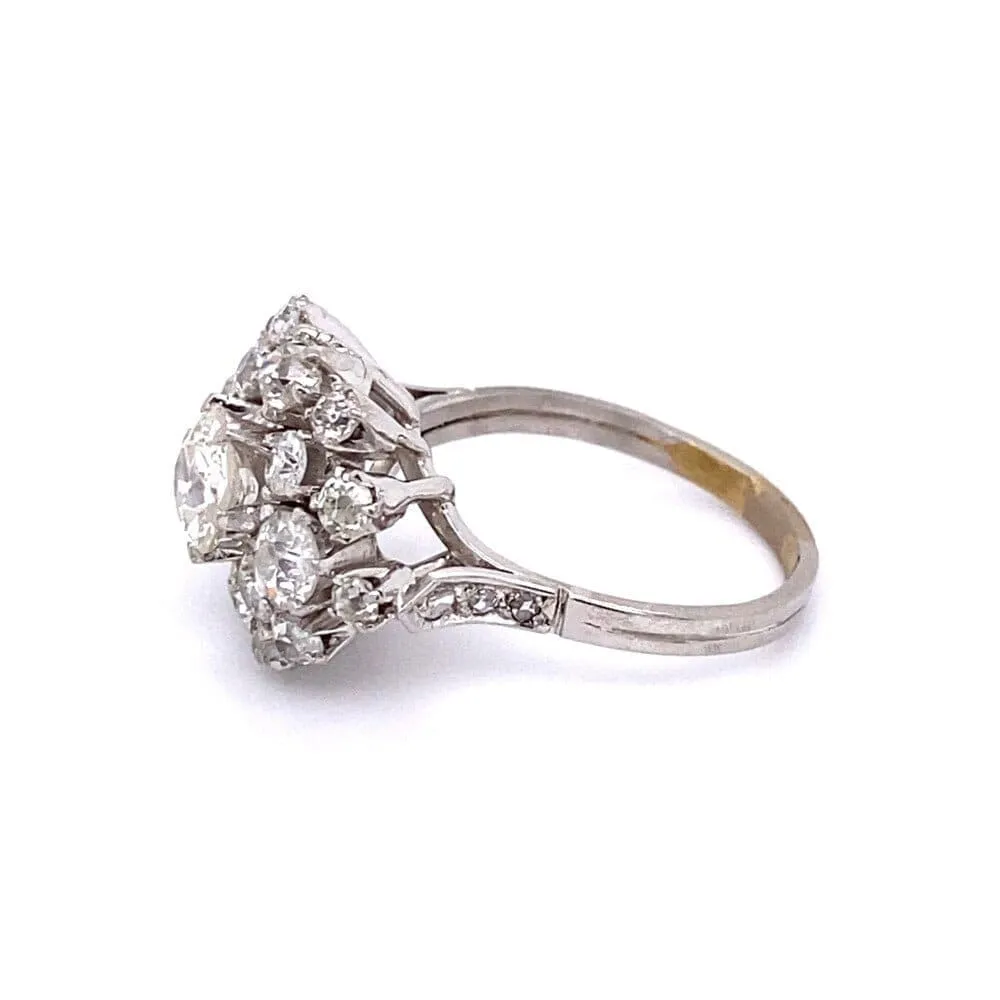 Platinum Art Deco Ring with Old Cushion Diamond at Regard Jewelry in Austin, Texas