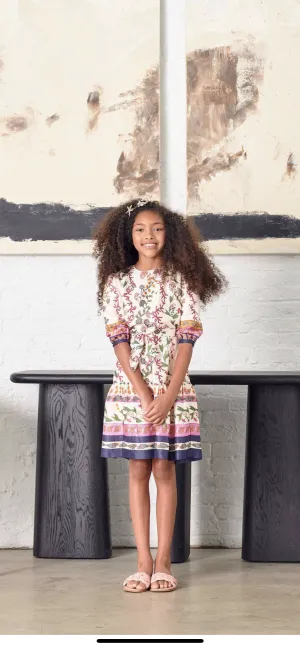Porter Cream with Coral Print Dress