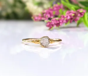 Raw diamond engagement ring