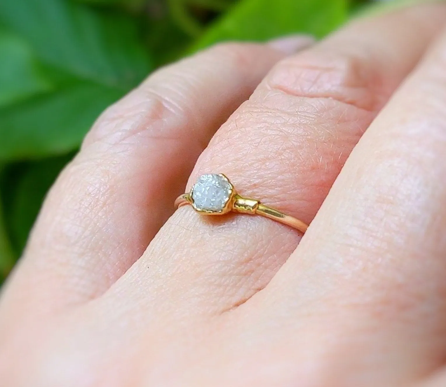 Raw diamond engagement ring