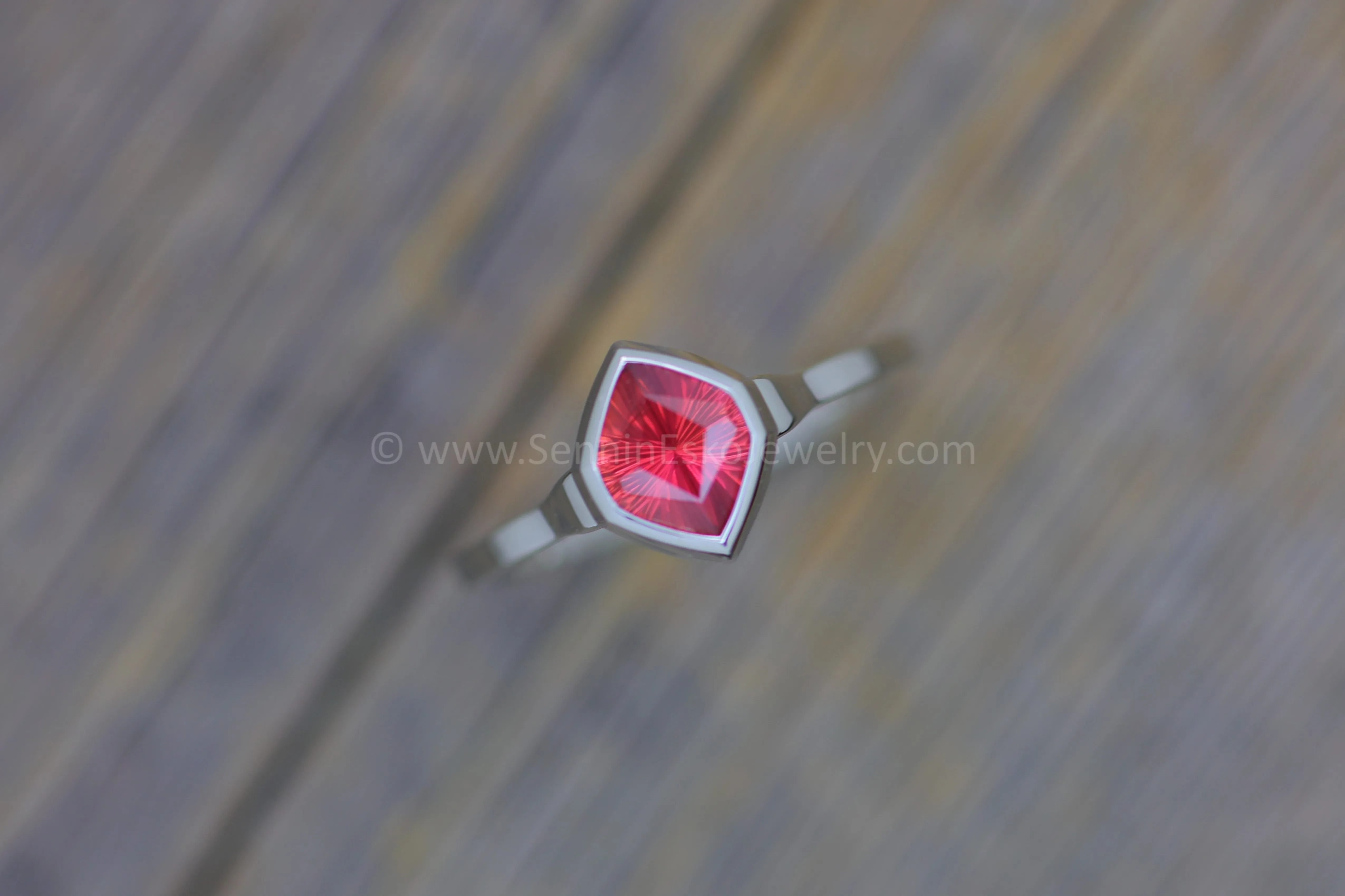 READY TO SHIP 0.82 Carat Ruby Platinum Bezel Ring - Size 6.5