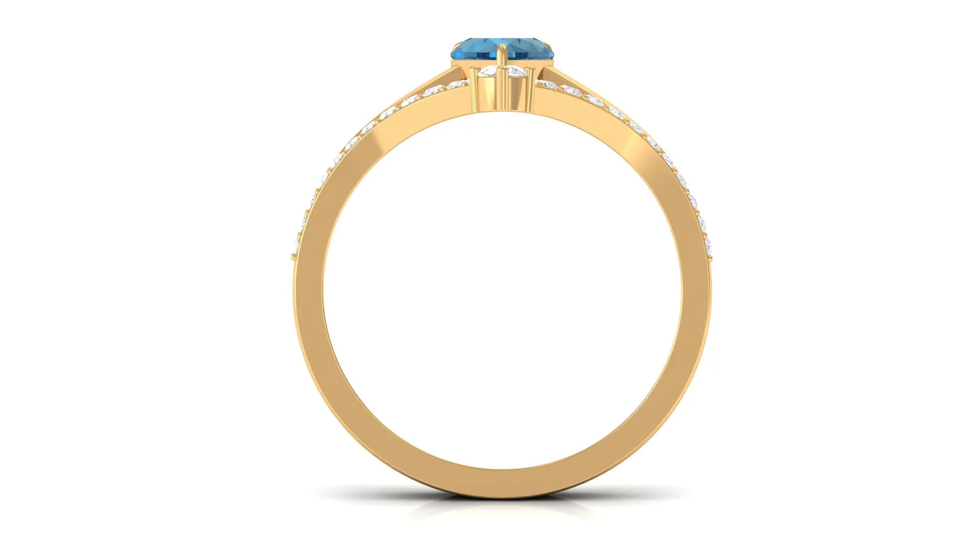Real London Blue Topaz Heart Ring Set with Diamond