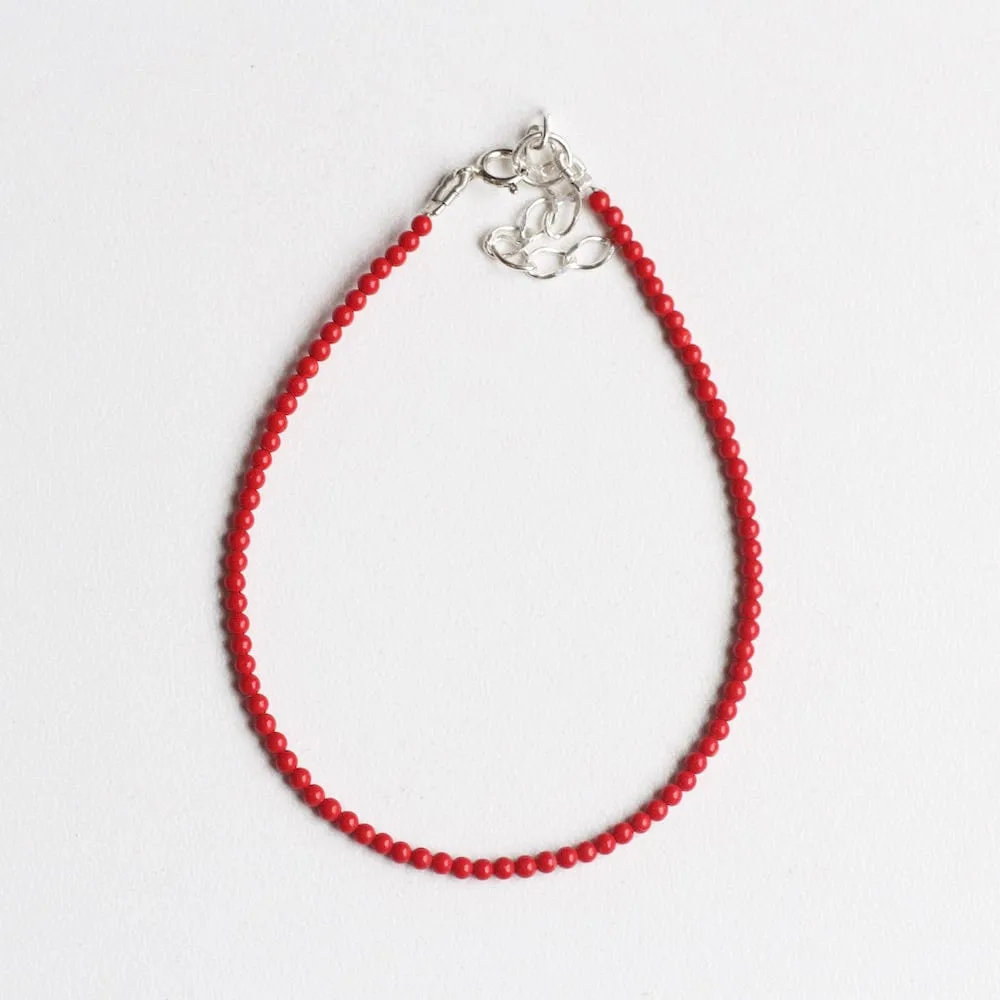 Red Coral Simple Stone Bracelet