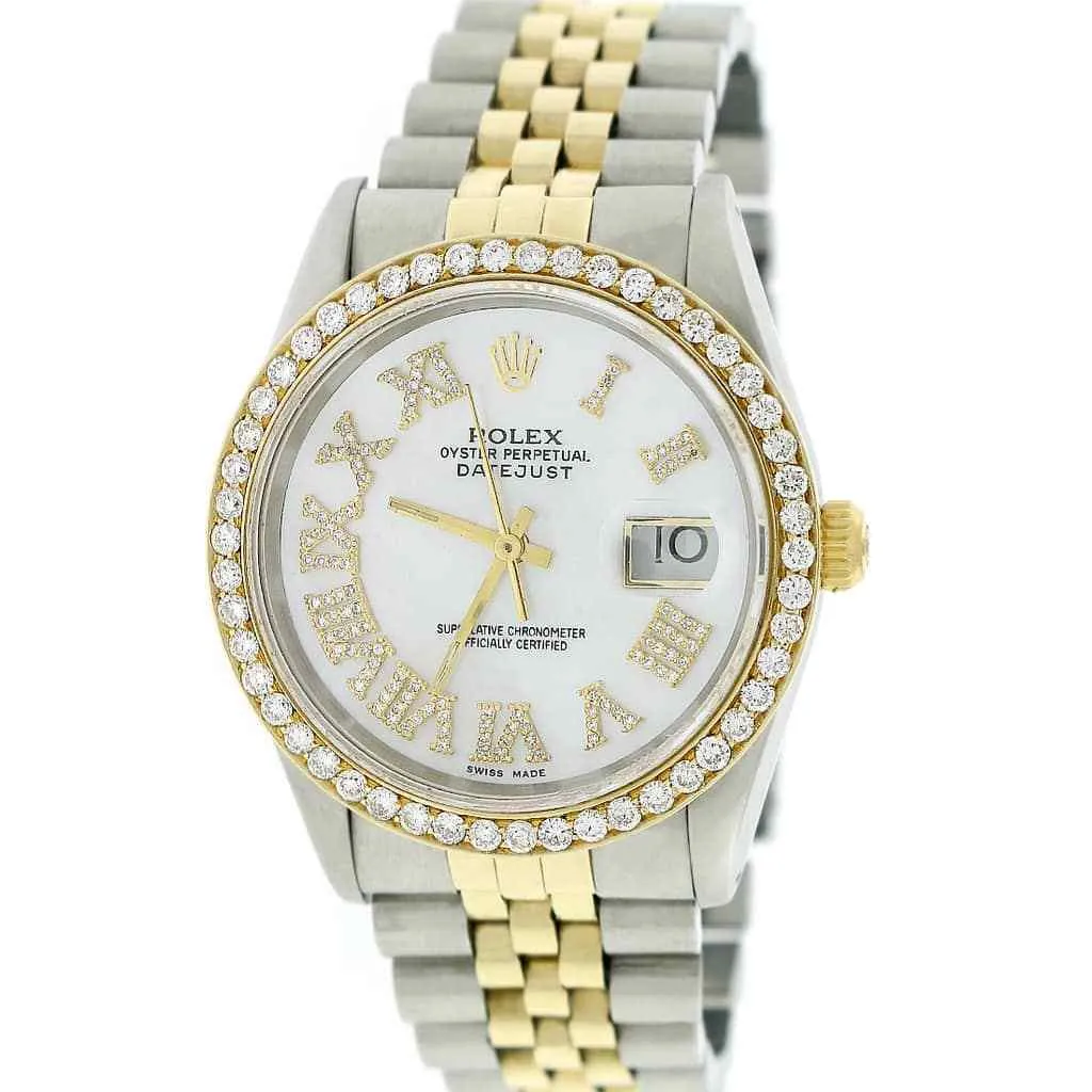 Rolex Datejust 2-Tone 36mm Jubilee Watch w/MOP Roman Diamond Dial  TFJ-142508179