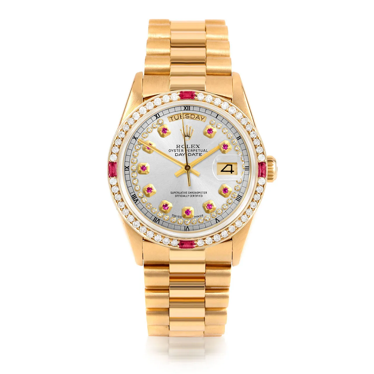 Rolex Day-Date 36mm | 18238-SLV-STRR-4RBY-PRS