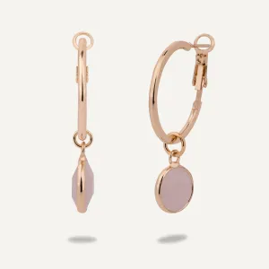 Rose Quartz Circular Lever Earrings In Gold-Tone