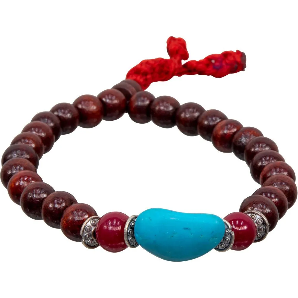 Rosewood and Turquoise Mala Bracelet