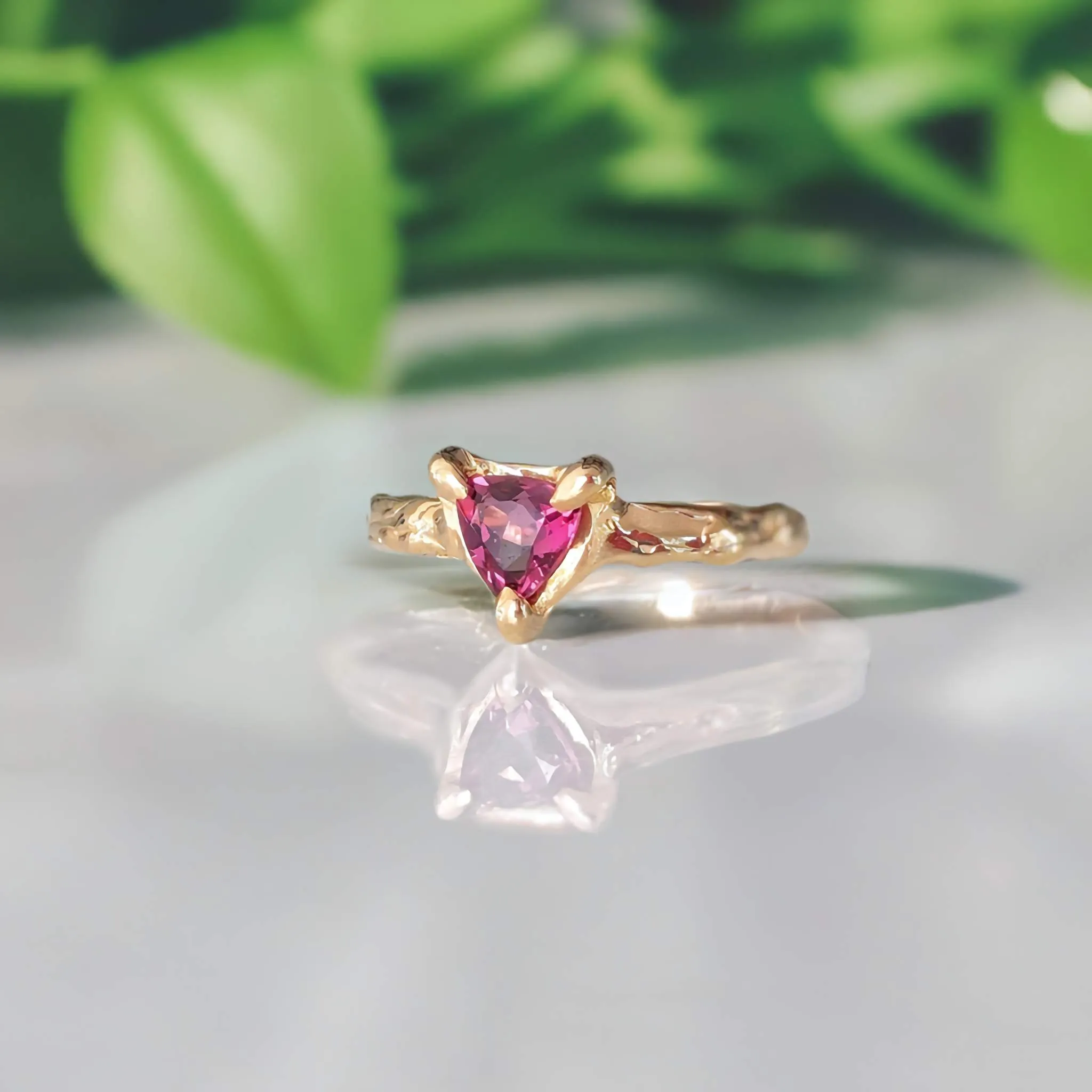 Rubellite Tourmaline engagement ring in Solid 14k  Gold