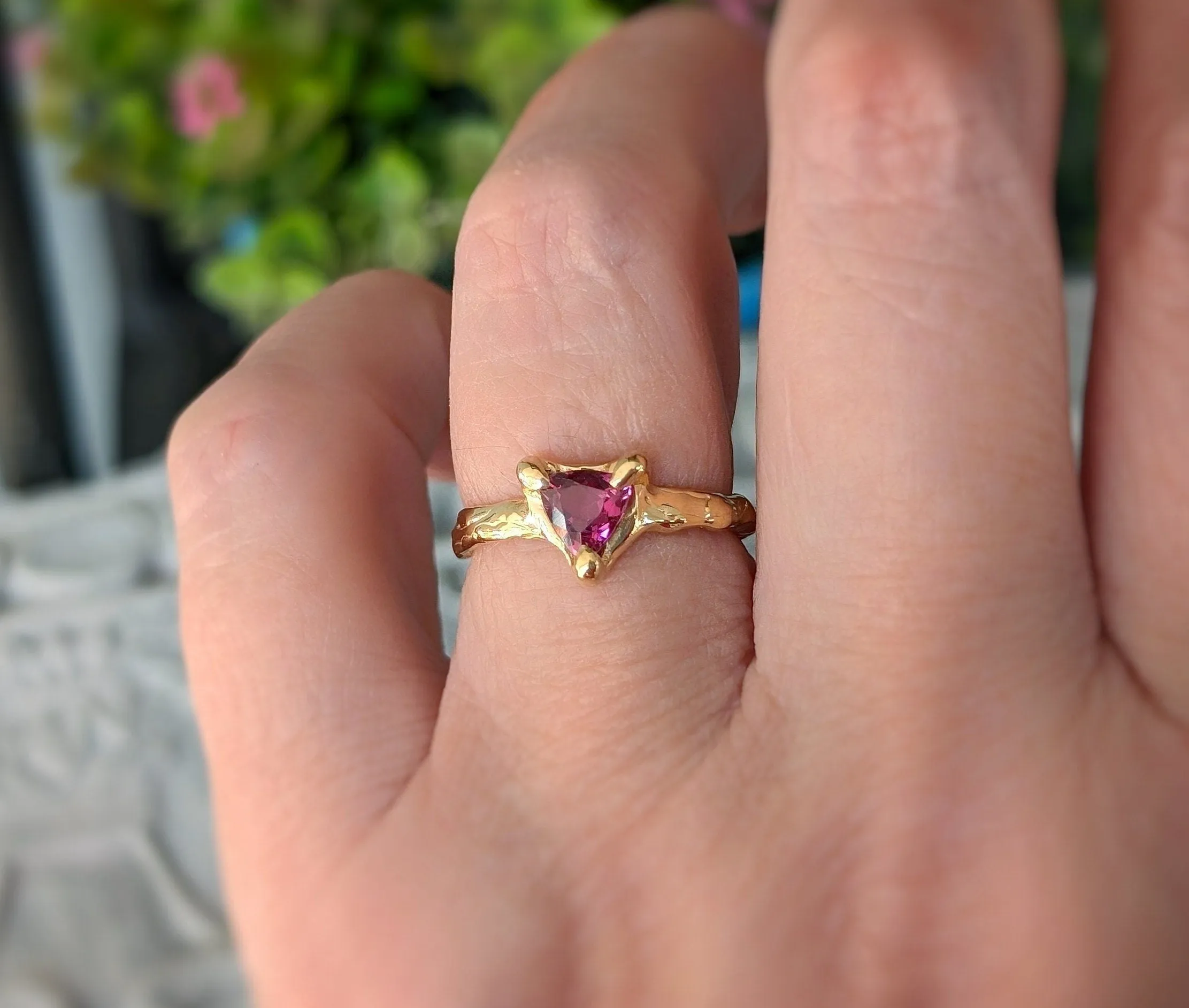 Rubellite Tourmaline engagement ring in Solid 14k  Gold