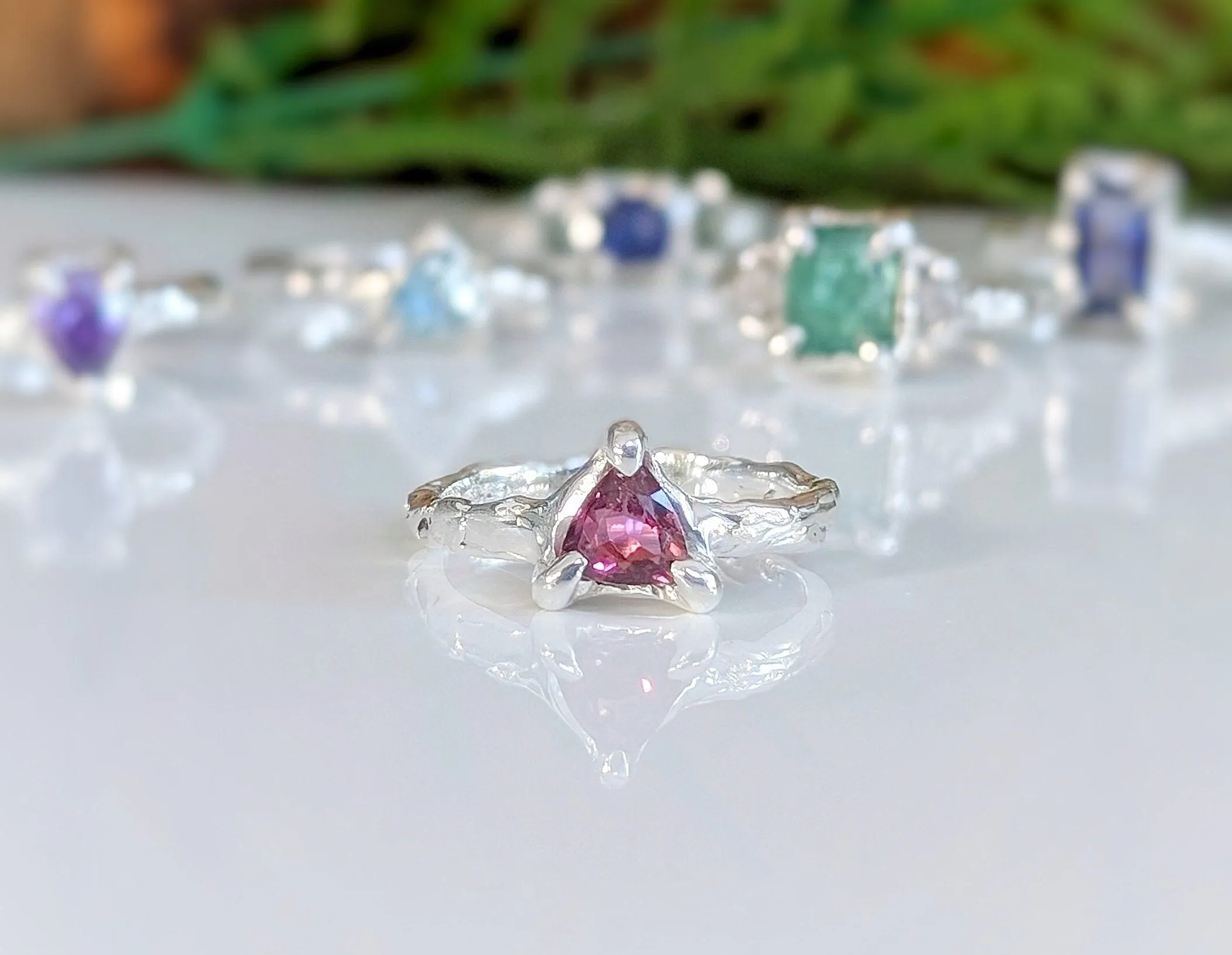 Rubellite Tourmaline engagement ring in Solid 14k  Gold