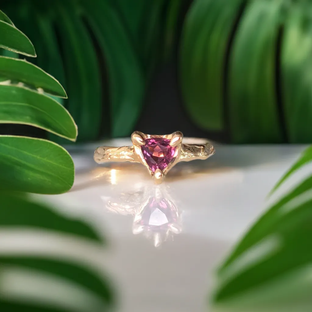 Rubellite Tourmaline engagement ring in Solid 14k  Gold