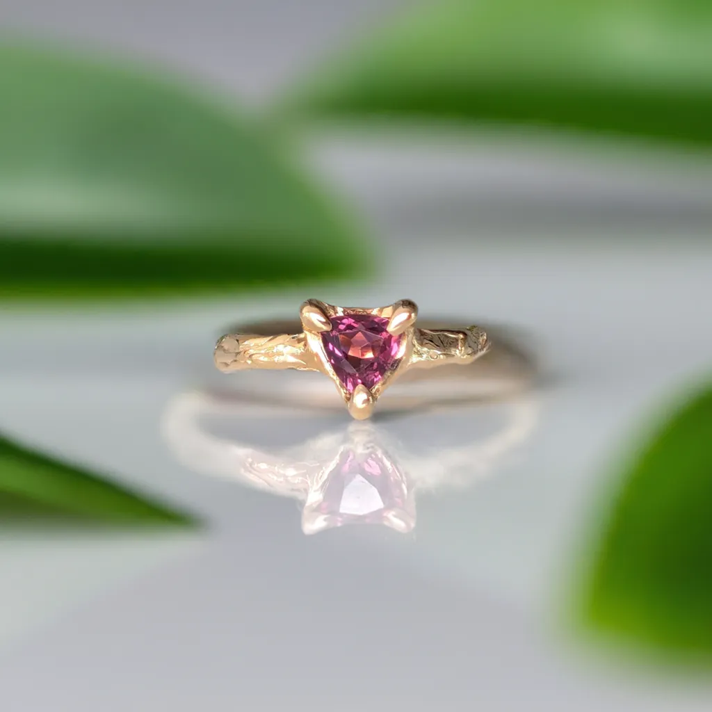 Rubellite Tourmaline engagement ring in Solid 14k  Gold