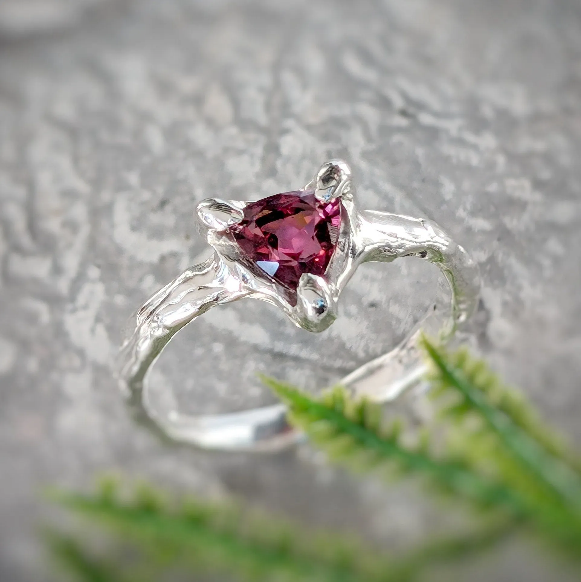 Rubellite Tourmaline engagement ring in Solid 14k  Gold