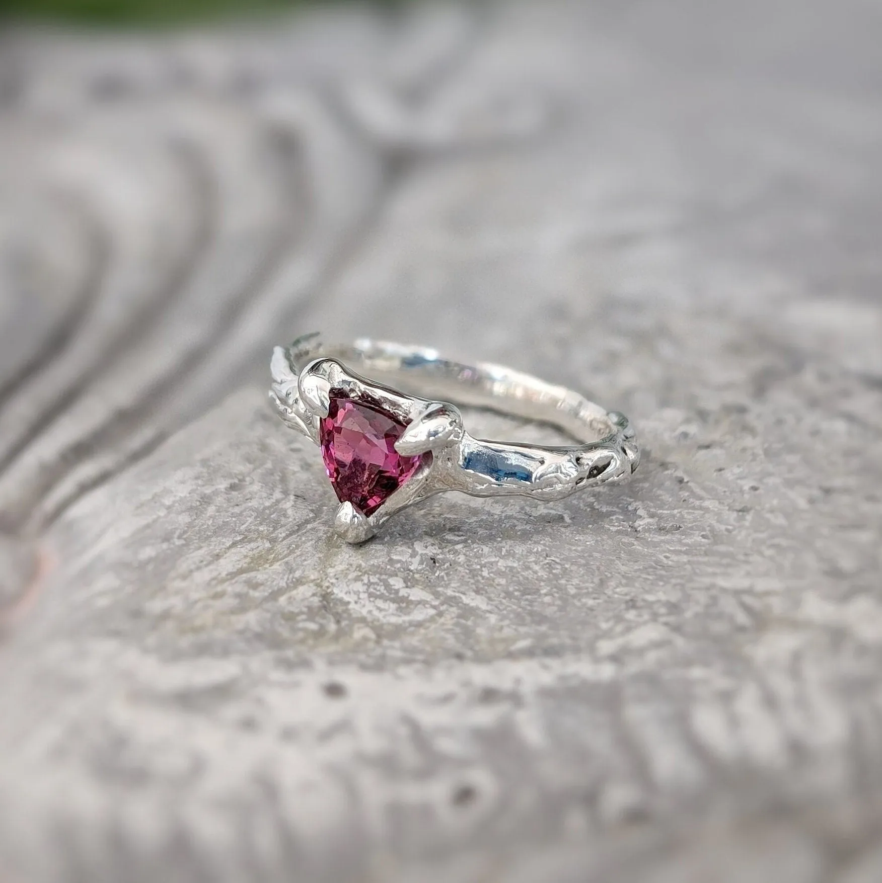 Rubellite Tourmaline engagement ring in Solid 14k  Gold