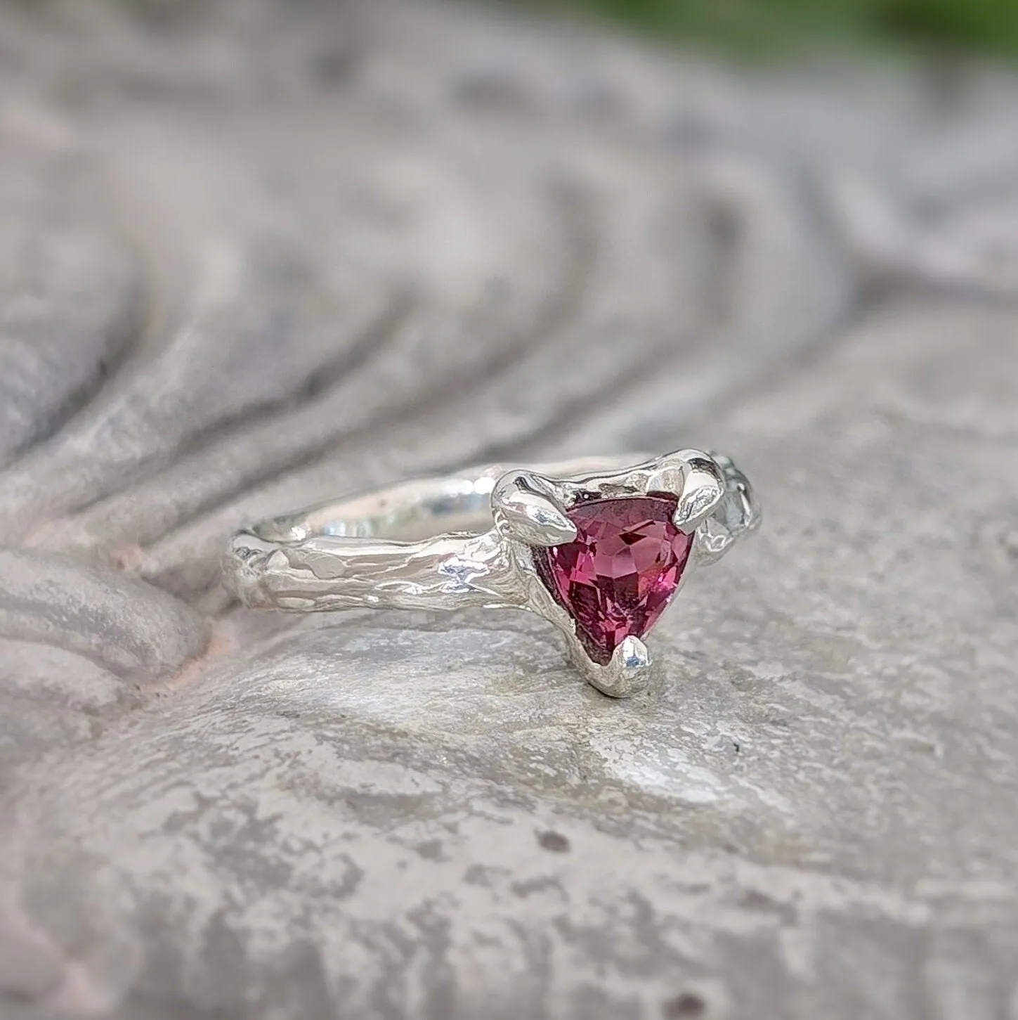 Rubellite Tourmaline engagement ring in Solid 14k  Gold