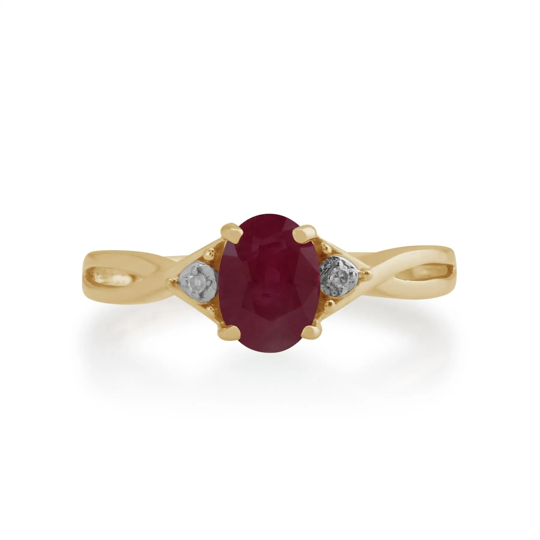 Rubinring, 9 Karat Gelbgold 1.06ct Rubin & DIAMANTRING