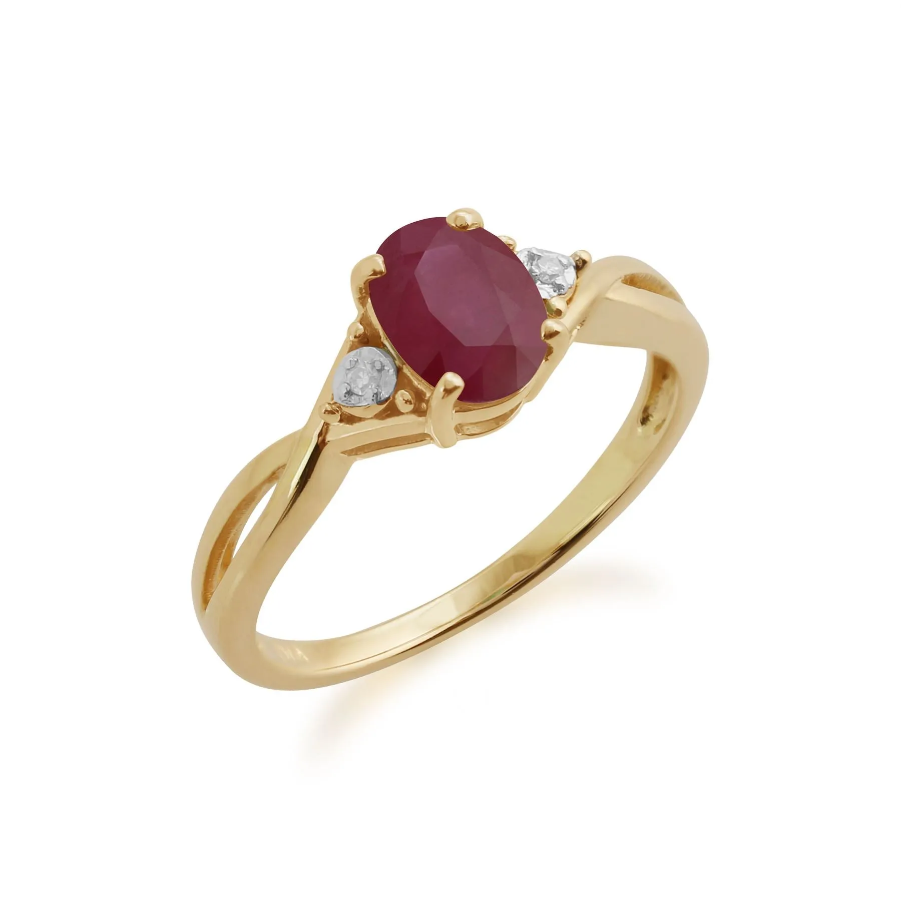 Rubinring, 9 Karat Gelbgold 1.06ct Rubin & DIAMANTRING