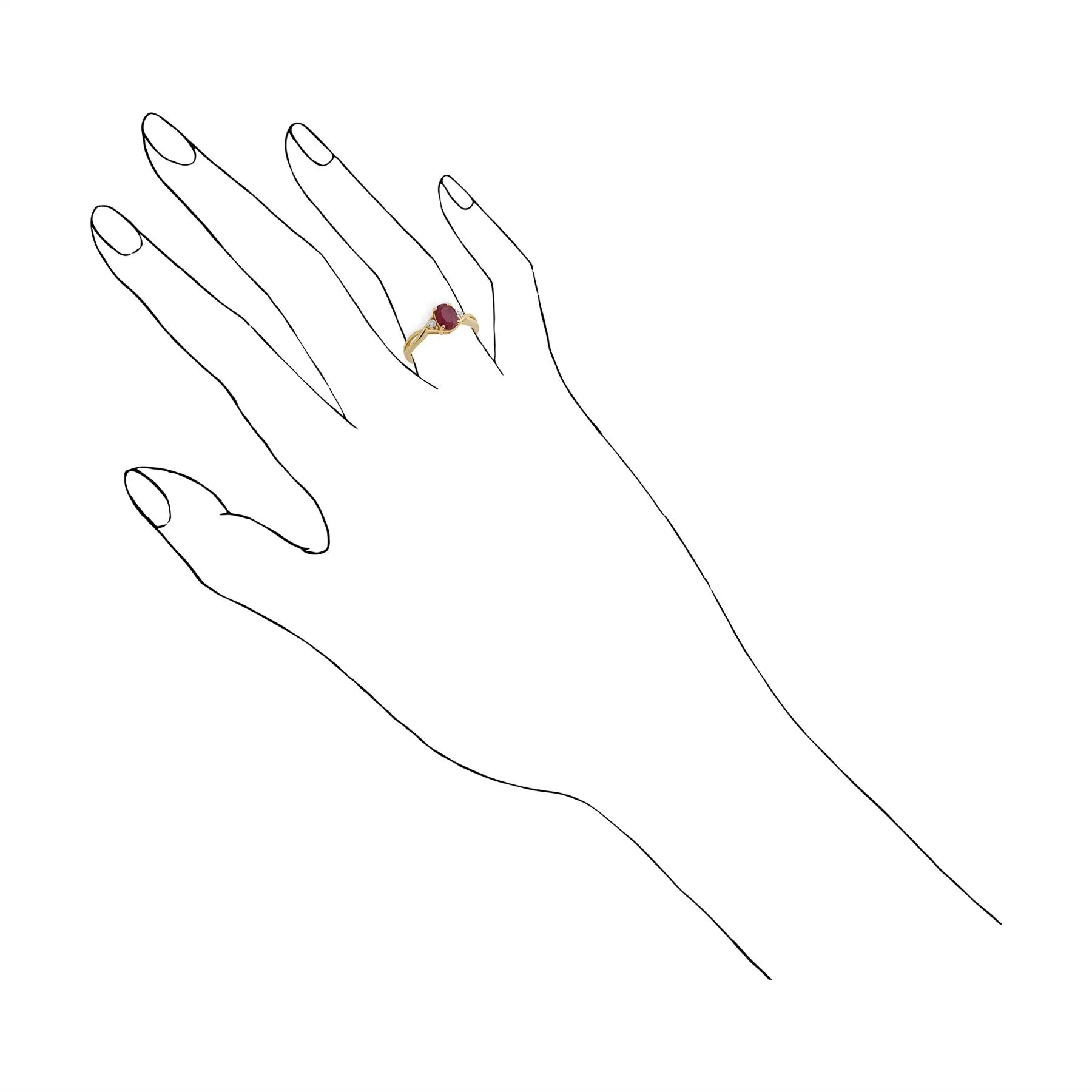 Rubinring, 9 Karat Gelbgold 1.06ct Rubin & DIAMANTRING
