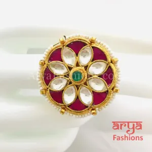 Ruby Kundan Jadau Golden Statement Ring