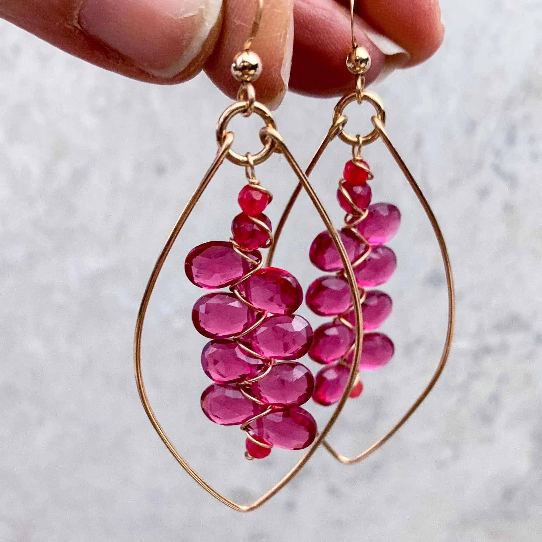 Ruby Quartz Kaleidoscope Gems Statement Hoops