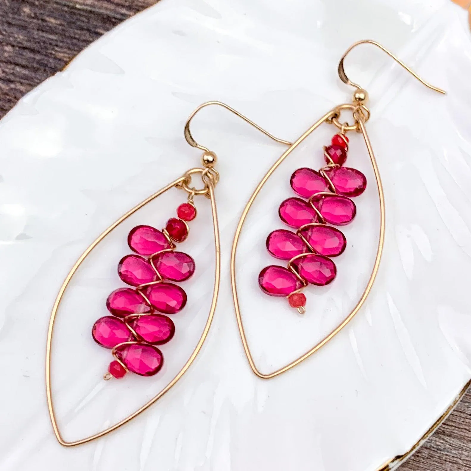 Ruby Quartz Kaleidoscope Gems Statement Hoops