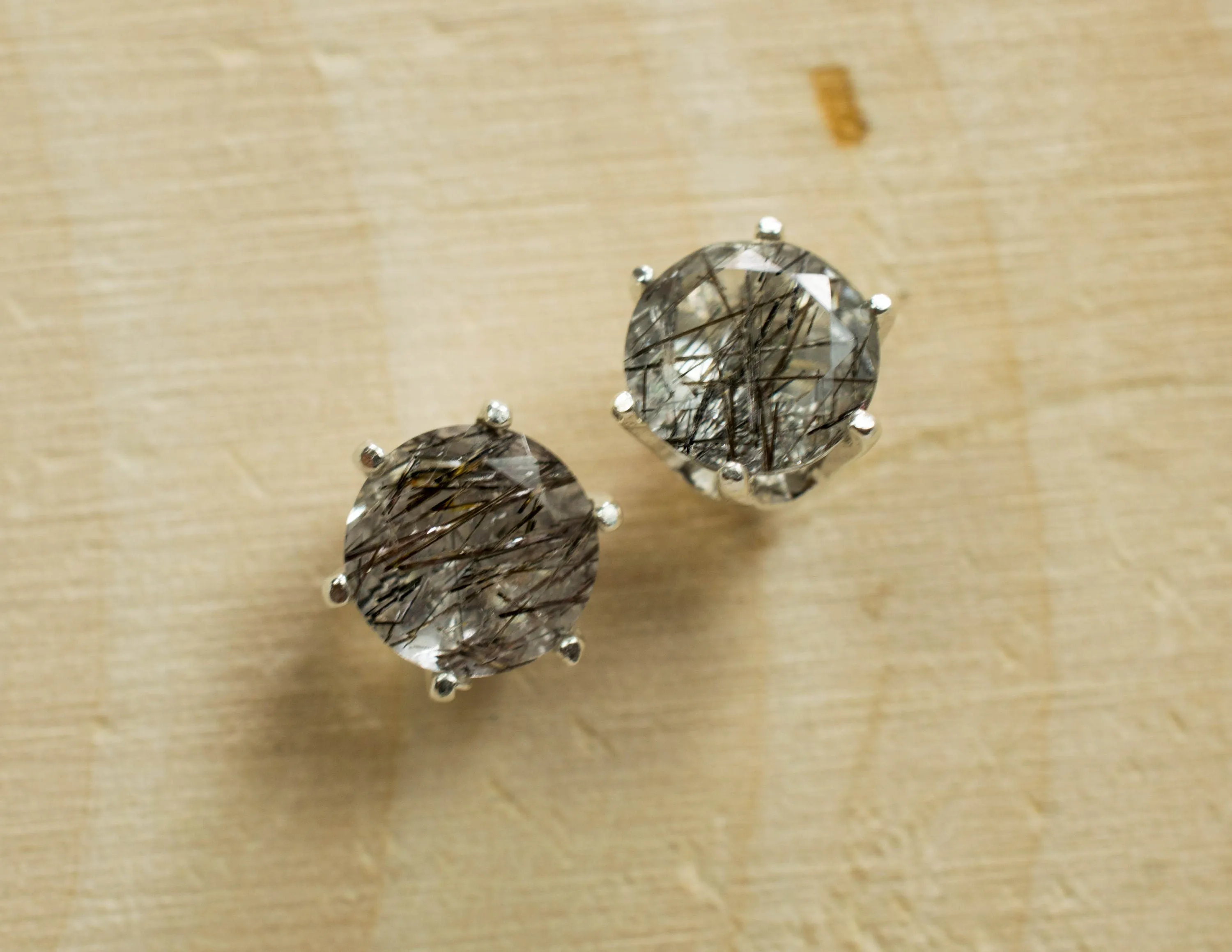 Rutilated Quartz Earrings; Genuine Untreated Brazil Quartz